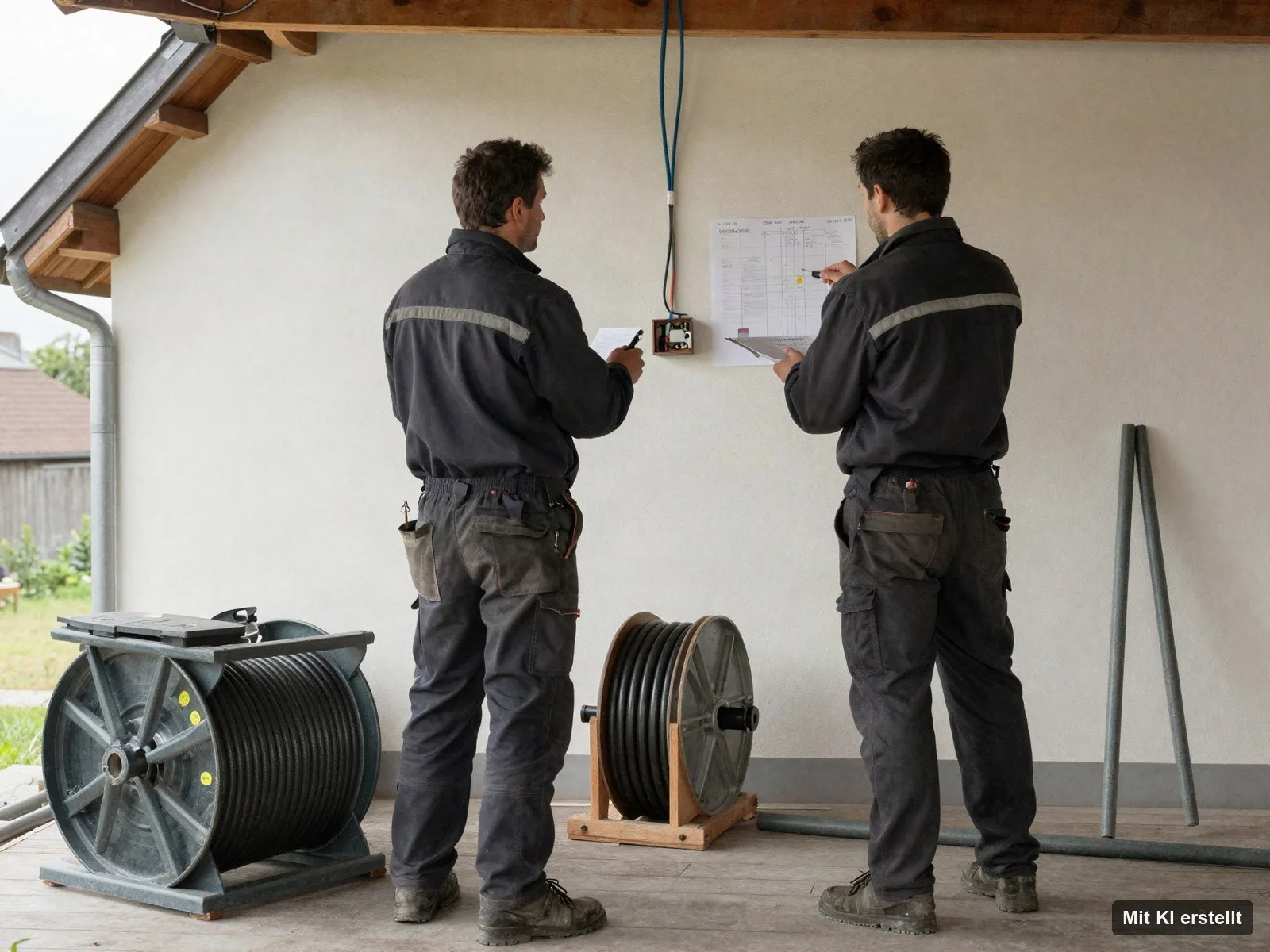 Elektriker von Elektro Jahnke auf einer Baustelle in Delmenhorst Elektriker von Elektro Jahnke auf einer Baustelle in Delmenhorst