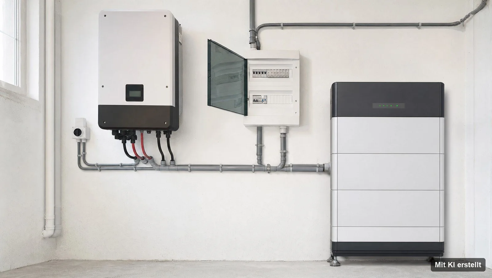 Wechselrichter und Verteiler an der Wand der Werkstatt von Elektro Jahnke in Delmenhorst