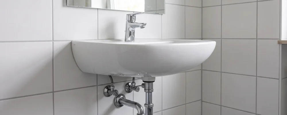 Sanitärinstallation mit Waschtisch und Chrom-Armatur in Delmenhorst