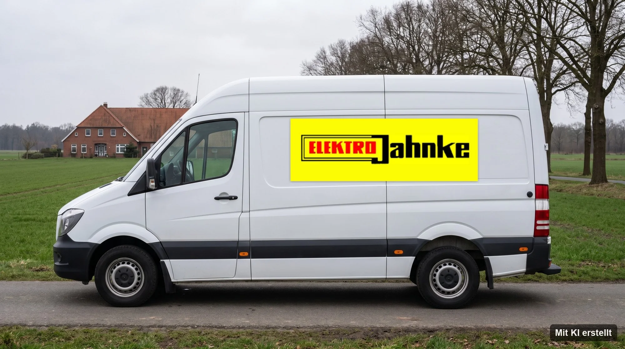 Servicefahrzeug von Elektro Jahnke mit Firmenlogo im Umland von Delmenhorst
