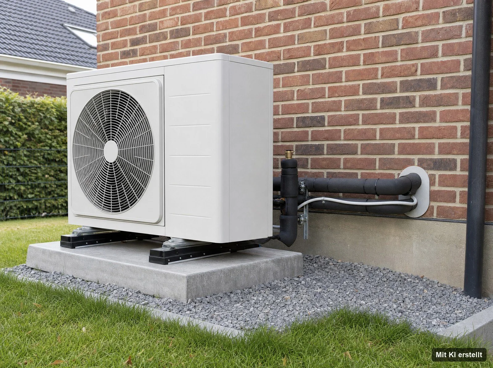 Wärmepumpen-Außengerät an einem Haus in Delmenhorst durch Elektro Jahnke