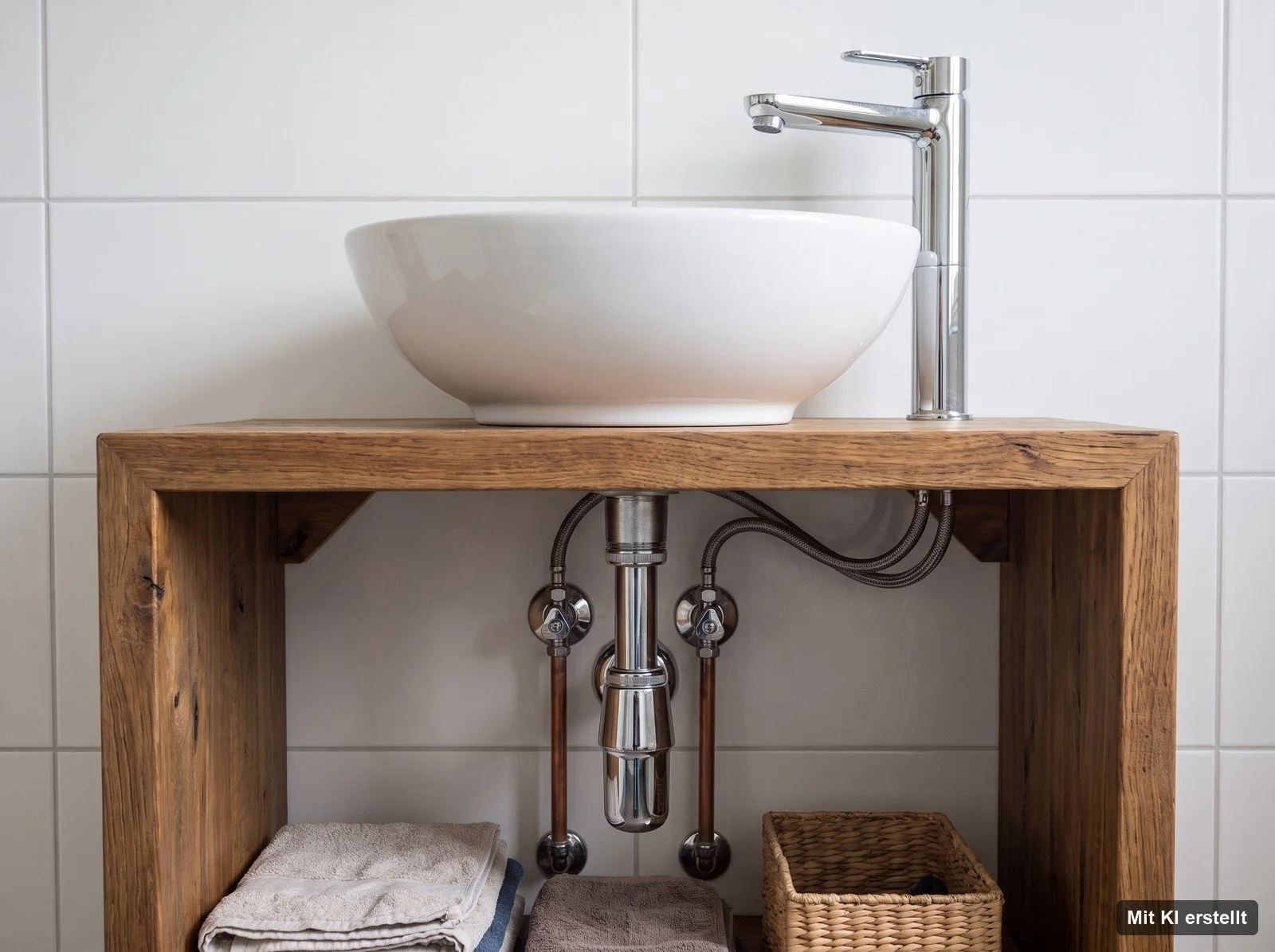 Aufsatzwaschtisch mit Grohe-Armatur in einem modernisierten Bad in Delmenhorst